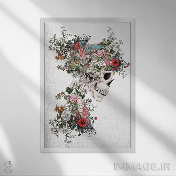 تابلو دکوراتیو ملکه جمجمه اثر ریزا پکر - نمای قابدار سفید
