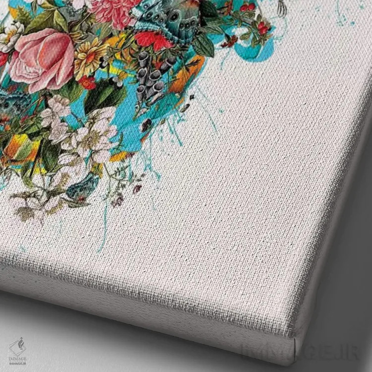 تابلو دکوراتیو جمجمه تابستان V اثر ریزا پکر - نمای نزدیک بافت بوم