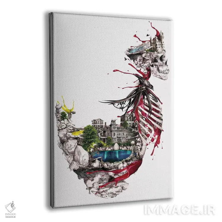 تابلو دکوراتیو جزیره جمجمه اثر ریزا پکر - نمای پرسپکتیو محصول