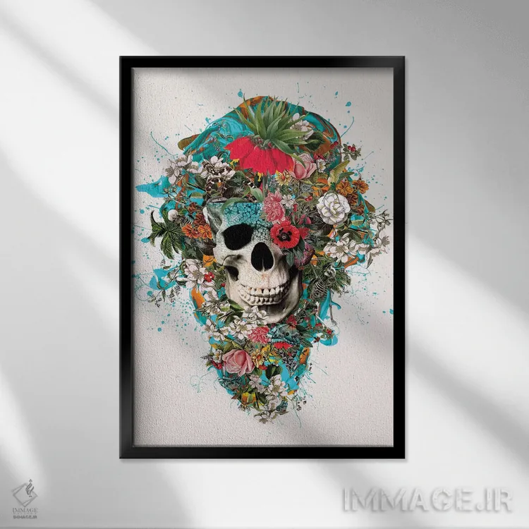 تابلو دکوراتیو جمجمه تابستان V اثر ریزا پکر - نمای قابدار مشکی