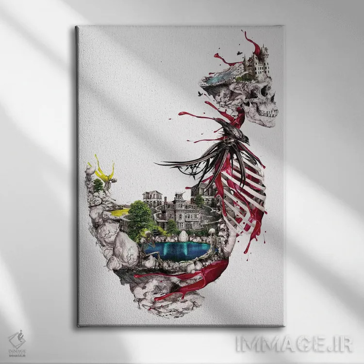 تابلو دکوراتیو جزیره جمجمه اثر ریزا پکر - نمای روبهرو روی دیوار