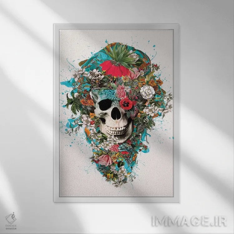 تابلو دکوراتیو جمجمه تابستان V اثر ریزا پکر - نمای قابدار سفید