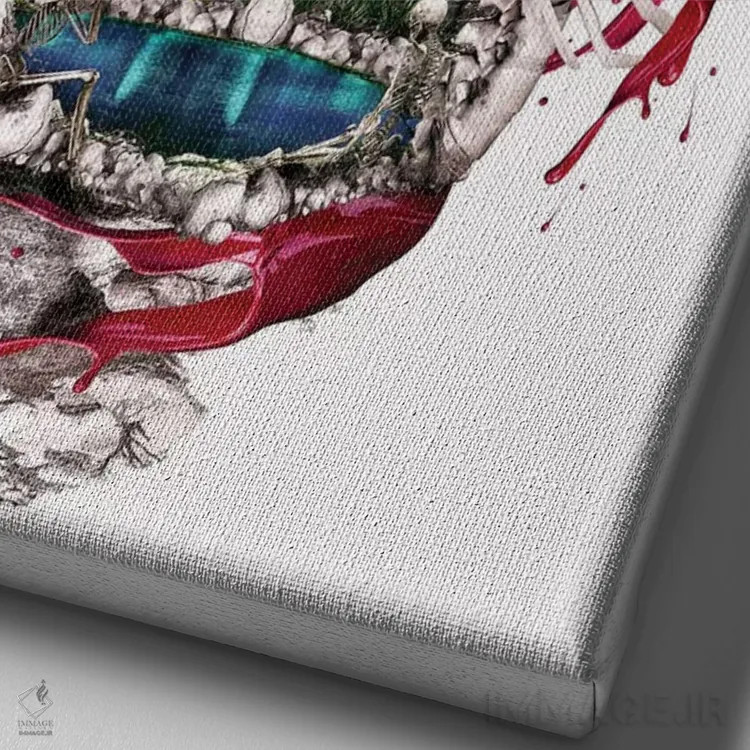 تابلو دکوراتیو جزیره جمجمه اثر ریزا پکر - نمای نزدیک بافت بوم