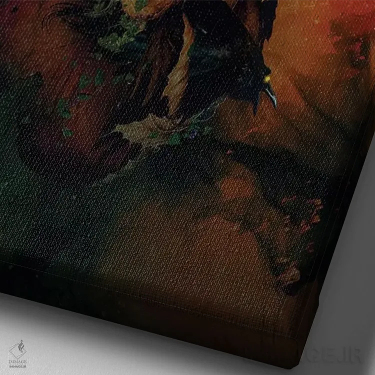 تابلو دکوراتیو شاه جمجمه III اثر ریزا پکر - نمای نزدیک بافت بوم