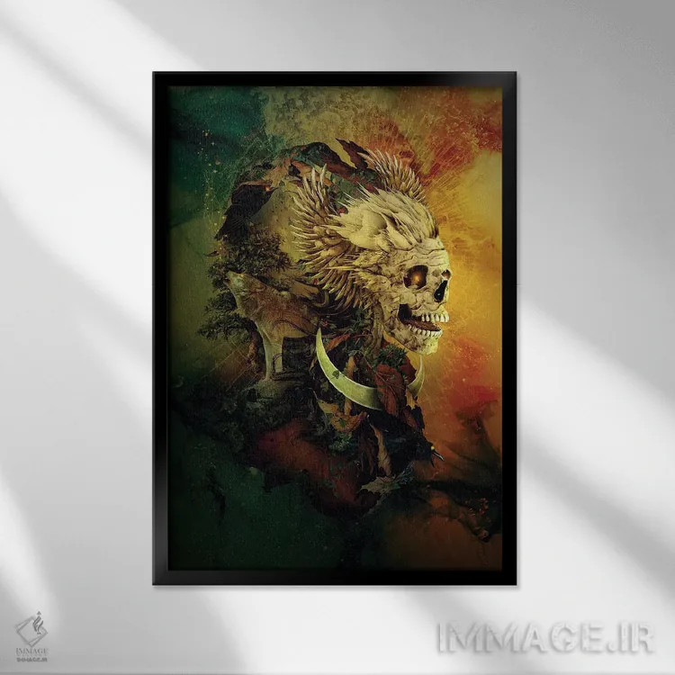 تابلو دکوراتیو شاه جمجمه III اثر ریزا پکر - نمای قابدار مشکی