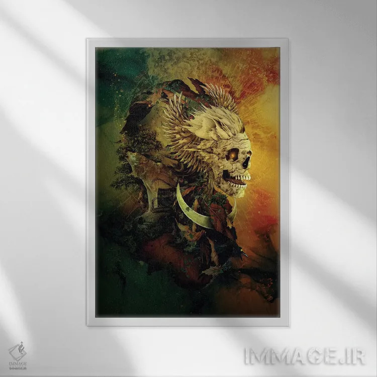تابلو دکوراتیو شاه جمجمه III اثر ریزا پکر - نمای قابدار سفید