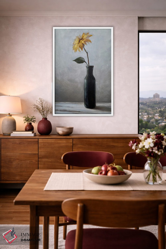 تابلو دکوراتیو طبیعت بی جان با گل زرد اثر آنا اسپیرز - D4W