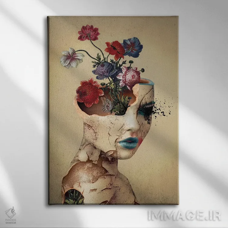 تابلو دکوراتیو زیبایی شکسته اثر ریزا پکر - نمای روبهرو روی دیوار