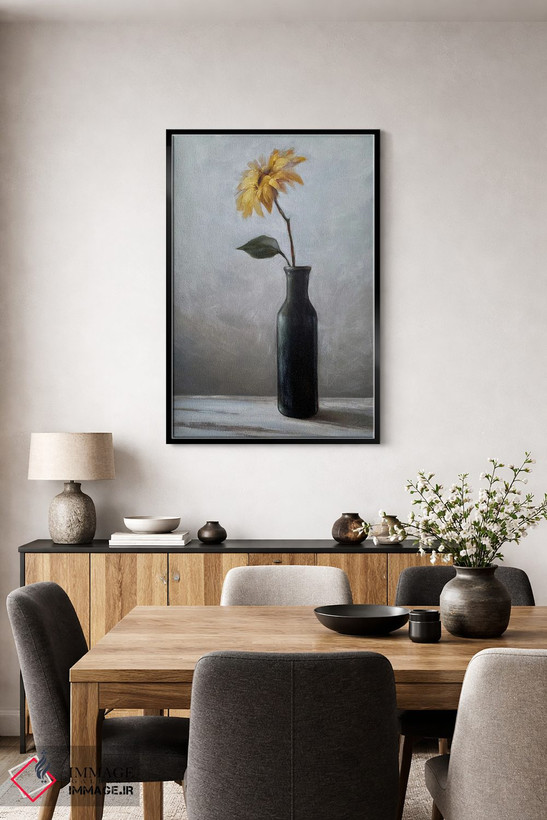 تابلو دکوراتیو طبیعت بی جان با گل زرد اثر آنا اسپیرز - D6B