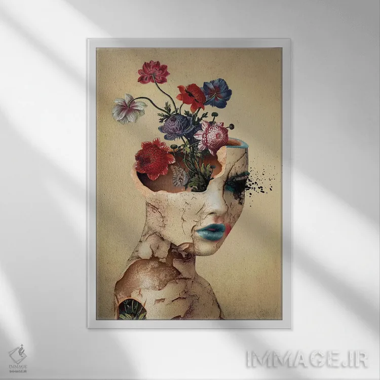 تابلو دکوراتیو زیبایی شکسته اثر ریزا پکر - نمای قابدار سفید