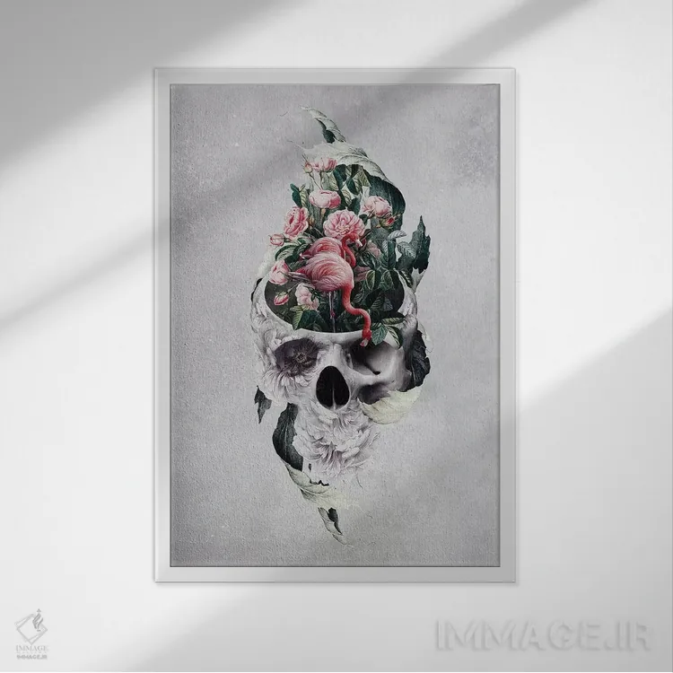 تابلو دکوراتیو زندگی و مرگ اثر ریزا پکر - نمای قابدار سفید