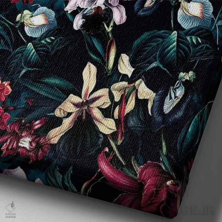 تابلو دکوراتیو شب گلدار اثر ریزا پکر - نمای نزدیک بافت بوم