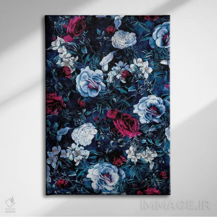 تابلو دکوراتیو باغ شب آبی اثر ریزا پکر - نمای روبهرو روی دیوار