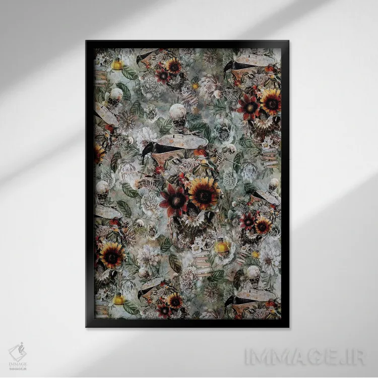 تابلو دکوراتیو باغ جمجمه اثر ریزا پکر - نمای قابدار مشکی