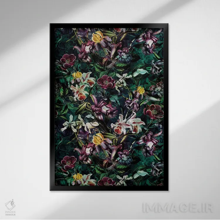 تابلو دکوراتیو باغ مخفی ۱۰K اثر ریزا پکر - نمای قابدار مشکی