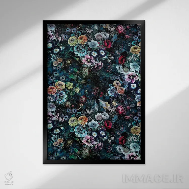 تابلو دکوراتیو باغ شب ۱۰K اثر ریزا پکر - نمای قابدار مشکی