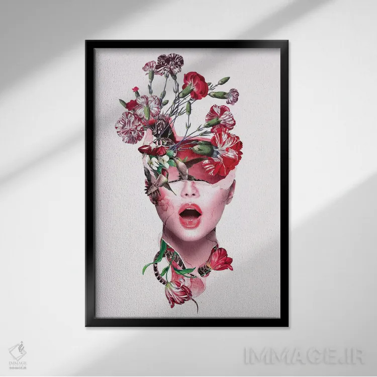 تابلو دکوراتیو زنده سازی اثر ریزا پکر - نمای قابدار مشکی