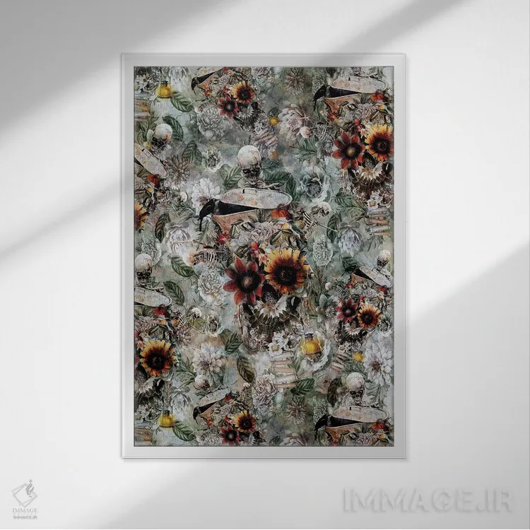 تابلو دکوراتیو باغ جمجمه اثر ریزا پکر - نمای قابدار سفید