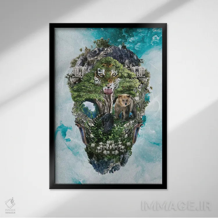 تابلو دکوراتیو طبیعت جمجمه III اثر ریزا پکر - نمای قابدار مشکی