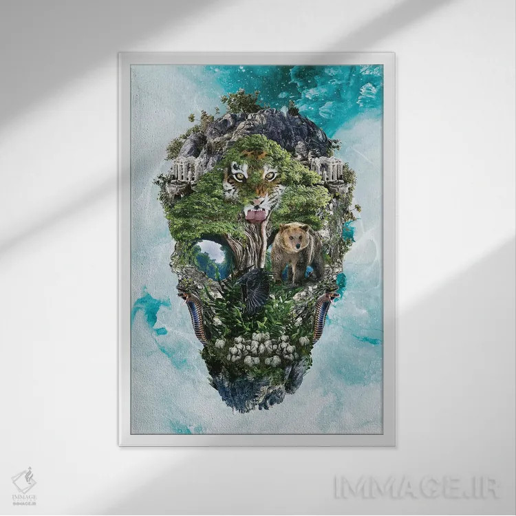 تابلو دکوراتیو طبیعت جمجمه III اثر ریزا پکر - نمای قابدار سفید