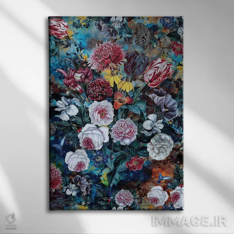 تابلو دکوراتیو طبیعت بی جان گل ها اثر ریزا پکر - نمای روبهرو روی دیوار
