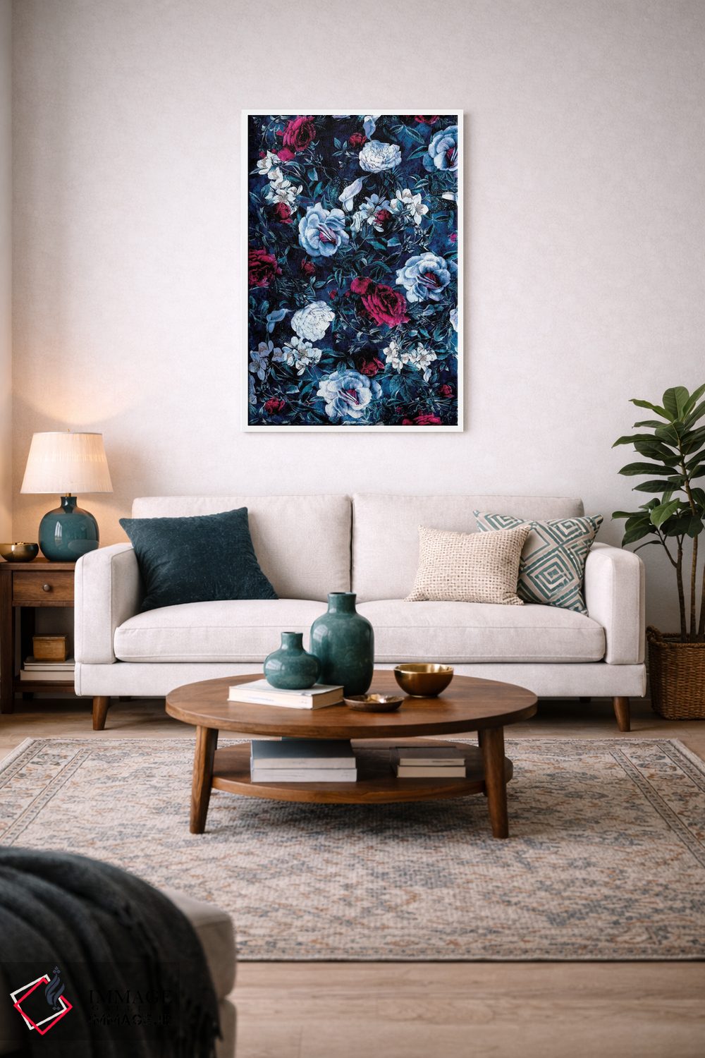 تابلو دکوراتیو باغ شب آبی اثر ریزا پکر - D3W