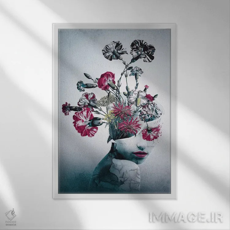 تابلو دکوراتیو روح گل ها اثر ریزا پکر - نمای قابدار سفید