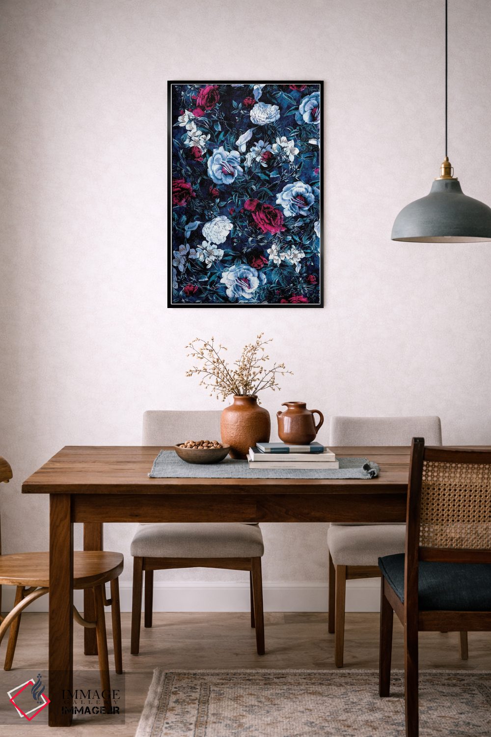 تابلو دکوراتیو باغ شب آبی اثر ریزا پکر - D6B