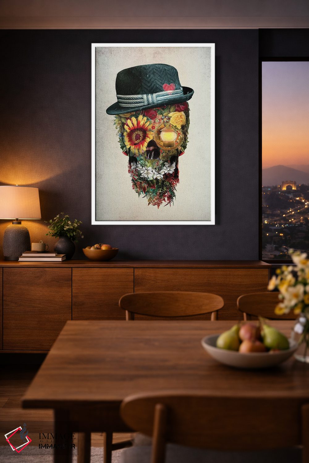 تابلو دکوراتیو عاشق جمجمه اثر ریزا پکر - D3W