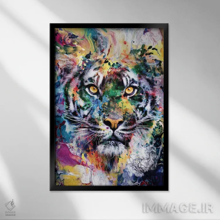 تابلو دکوراتیو ببر VII اثر ریزا پکر - نمای قابدار مشکی