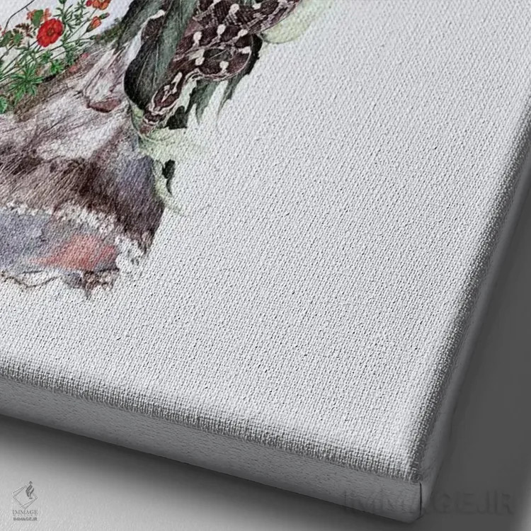 تابلو دکوراتیو زن III اثر ریزا پکر - نمای نزدیک بافت بوم