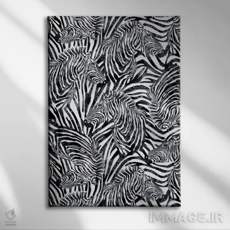 تابلو دکوراتیو الگوی گورخر اثر ریزا پکر - نمای روبهرو روی دیوار