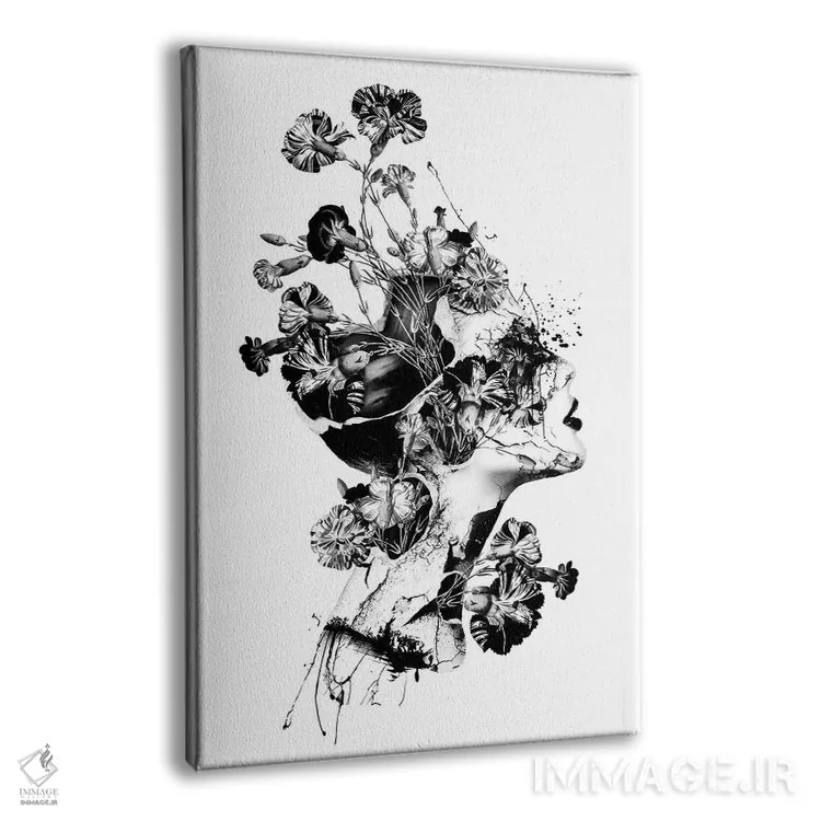 تابلو دکوراتیو شکسته سیاه و سفید اثر ریزا پکر - نمای پرسپکتیو محصول