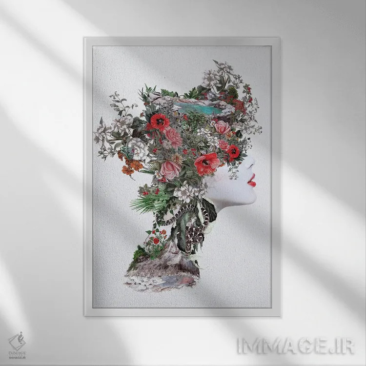 تابلو دکوراتیو زن III اثر ریزا پکر - نمای قابدار سفید