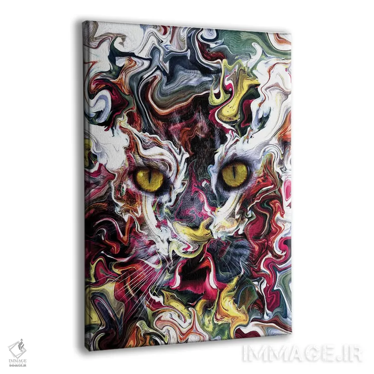 تابلو دکوراتیو گربه انتزاعی اثر ریزا پکر - نمای پرسپکتیو محصول