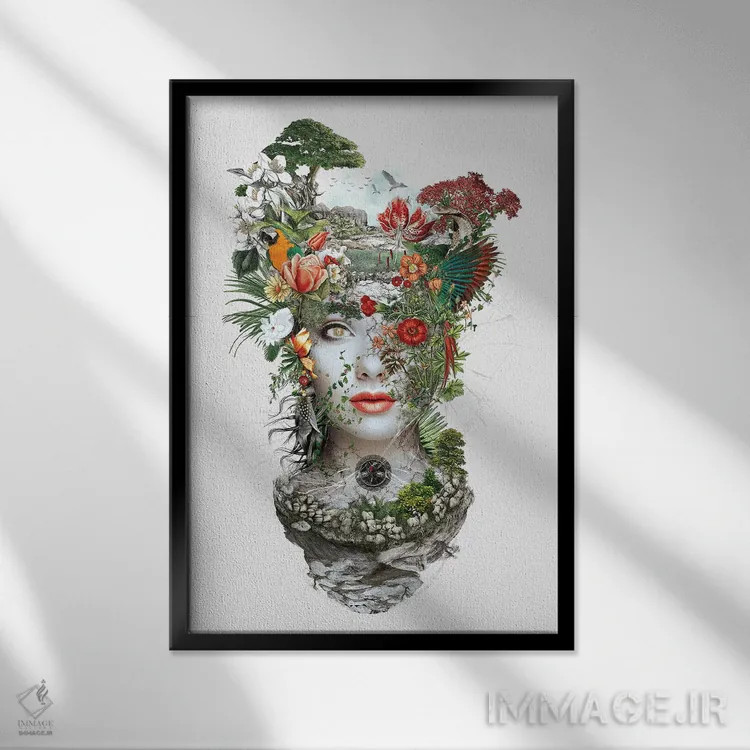 تابلو دکوراتیو زن I اثر ریزا پکر - نمای قابدار مشکی