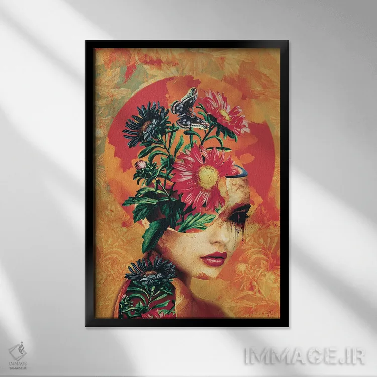 تابلو دکوراتیو شکسته اثر ریزا پکر - نمای قابدار مشکی