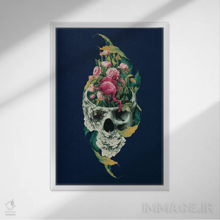 تابلو دکوراتیو زندگی و مرگ II اثر ریزا پکر - نمای قابدار سفید