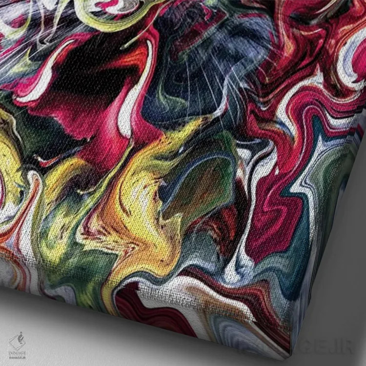 تابلو دکوراتیو گربه انتزاعی اثر ریزا پکر - نمای نزدیک بافت بوم