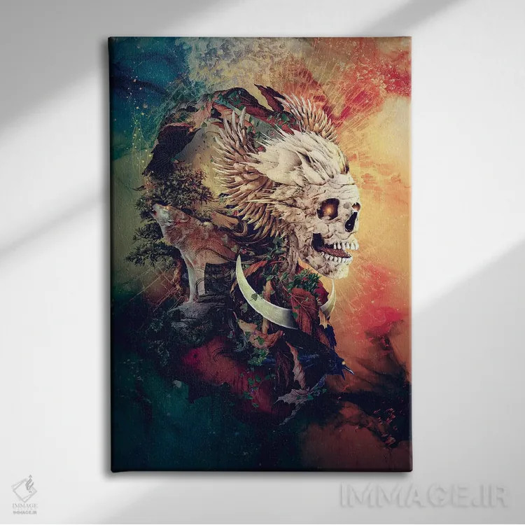 تابلو دکوراتیو شاه جمجمه III اثر ریزا پکر - نمای روبهرو روی دیوار