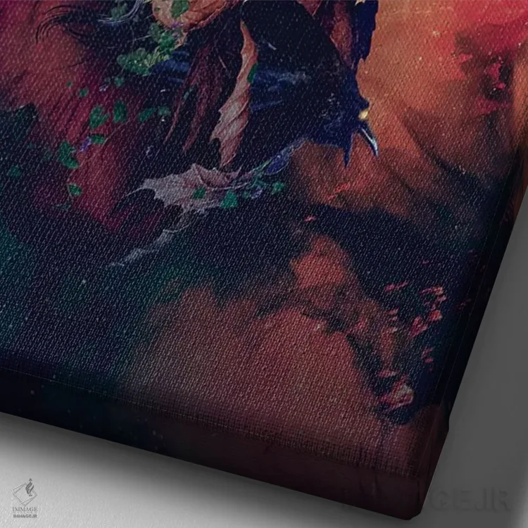 تابلو دکوراتیو شاه جمجمه III اثر ریزا پکر - نمای نزدیک بافت بوم