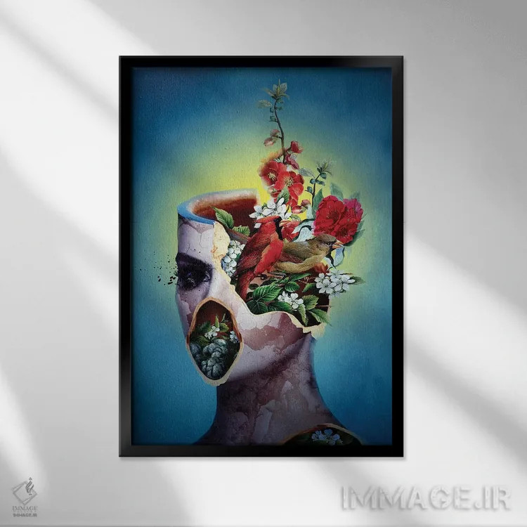 تابلو دکوراتیو شکسته II اثر ریزا پکر - نمای قابدار مشکی