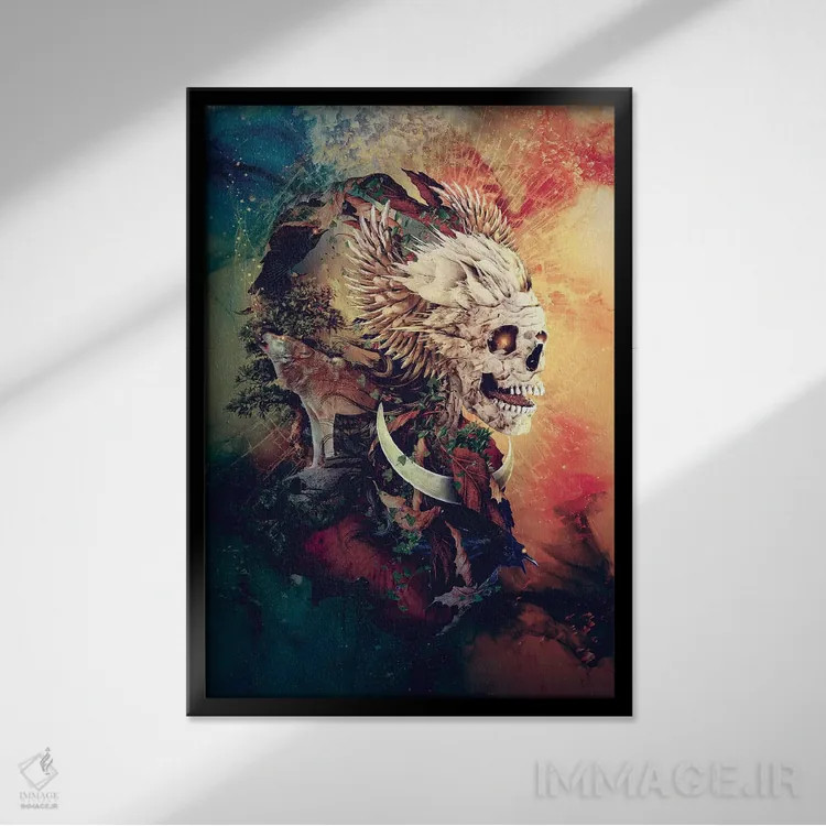 تابلو دکوراتیو شاه جمجمه III اثر ریزا پکر - نمای قابدار مشکی