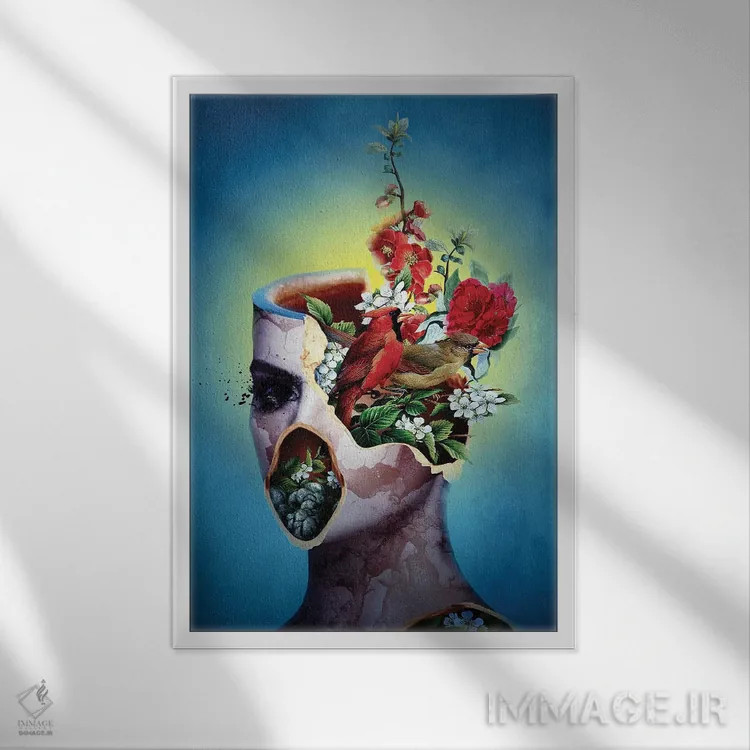 تابلو دکوراتیو شکسته II اثر ریزا پکر - نمای قابدار سفید