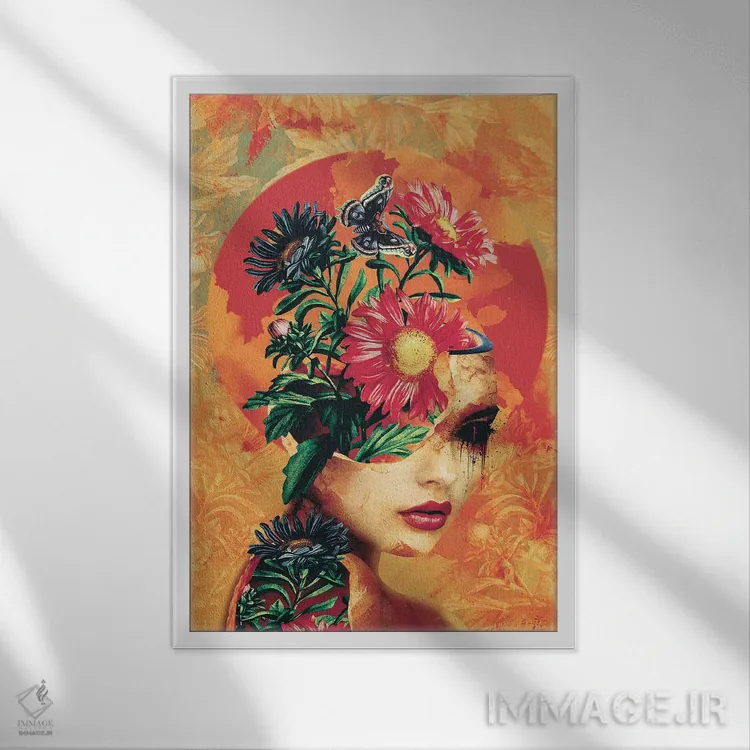 تابلو دکوراتیو شکسته اثر ریزا پکر - نمای قابدار سفید