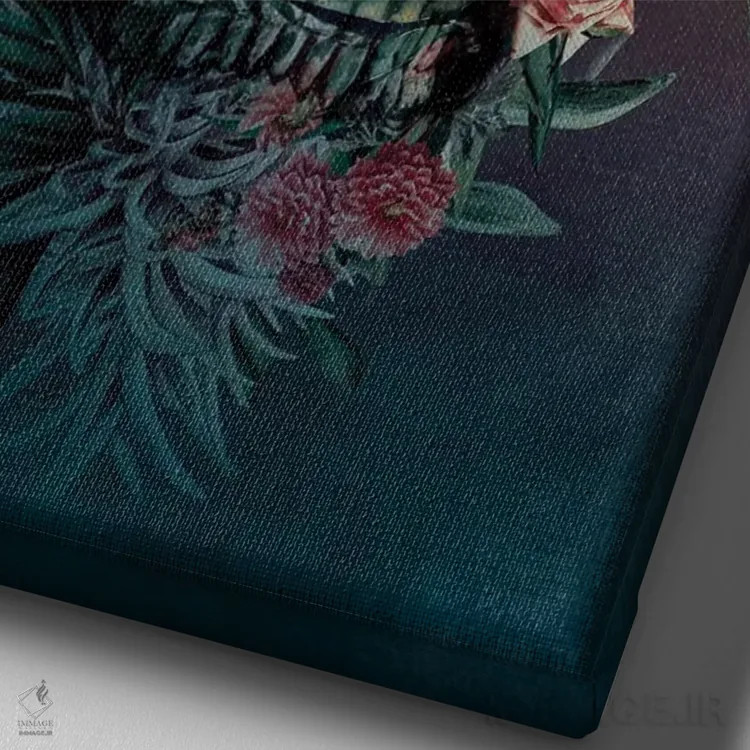 تابلو دکوراتیو جمجمه بازسازی II اثر ریزا پکر - نمای نزدیک بافت بوم