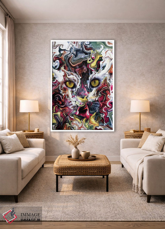تابلو دکوراتیو گربه انتزاعی اثر ریزا پکر - D1W