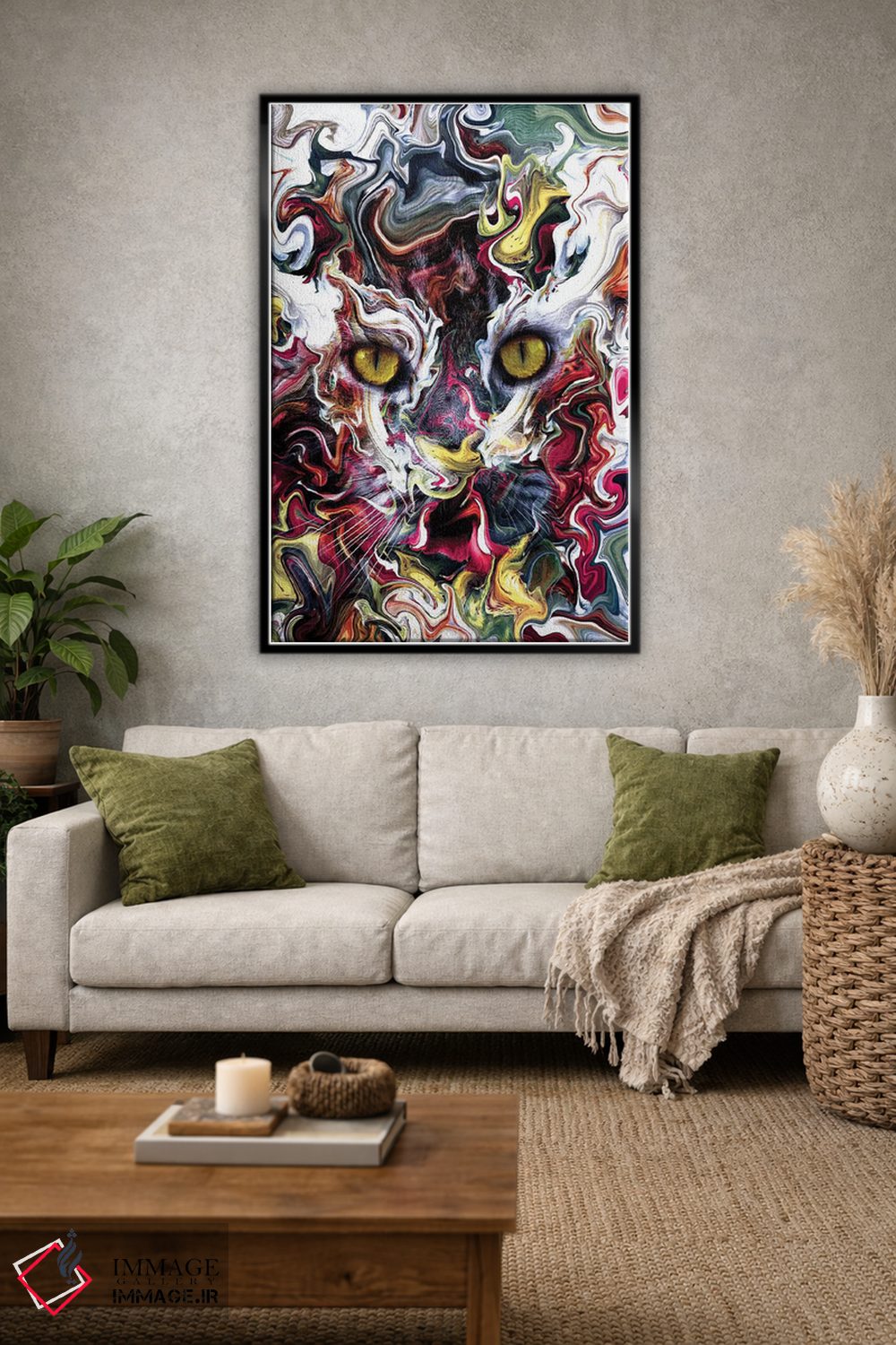 تابلو دکوراتیو گربه انتزاعی اثر ریزا پکر - D2B