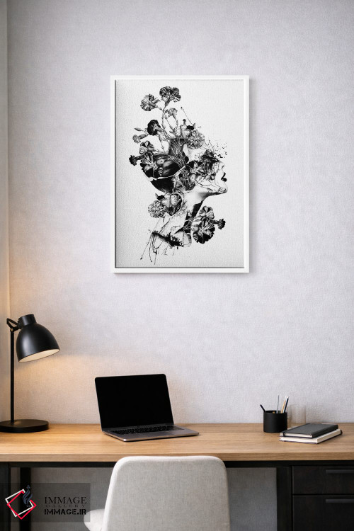 تابلو دکوراتیو شکسته سیاه و سفید اثر ریزا پکر - D1W