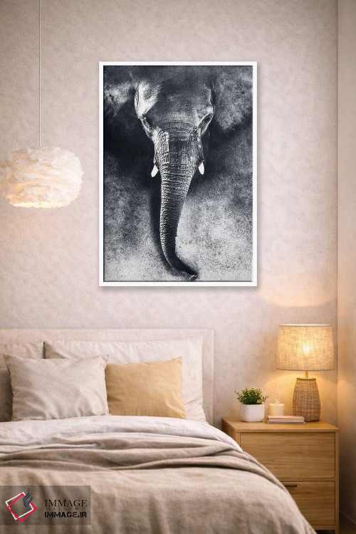 تابلو دکوراتیو فیل سیاه و سفید اثر ریزا پکر - D1W